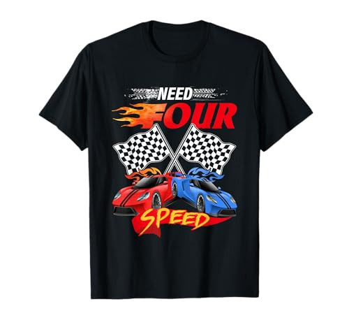 Need Four Speed Racing Car Flag 4th Birthday Pole Positions T-Shirt | Amazon (US)