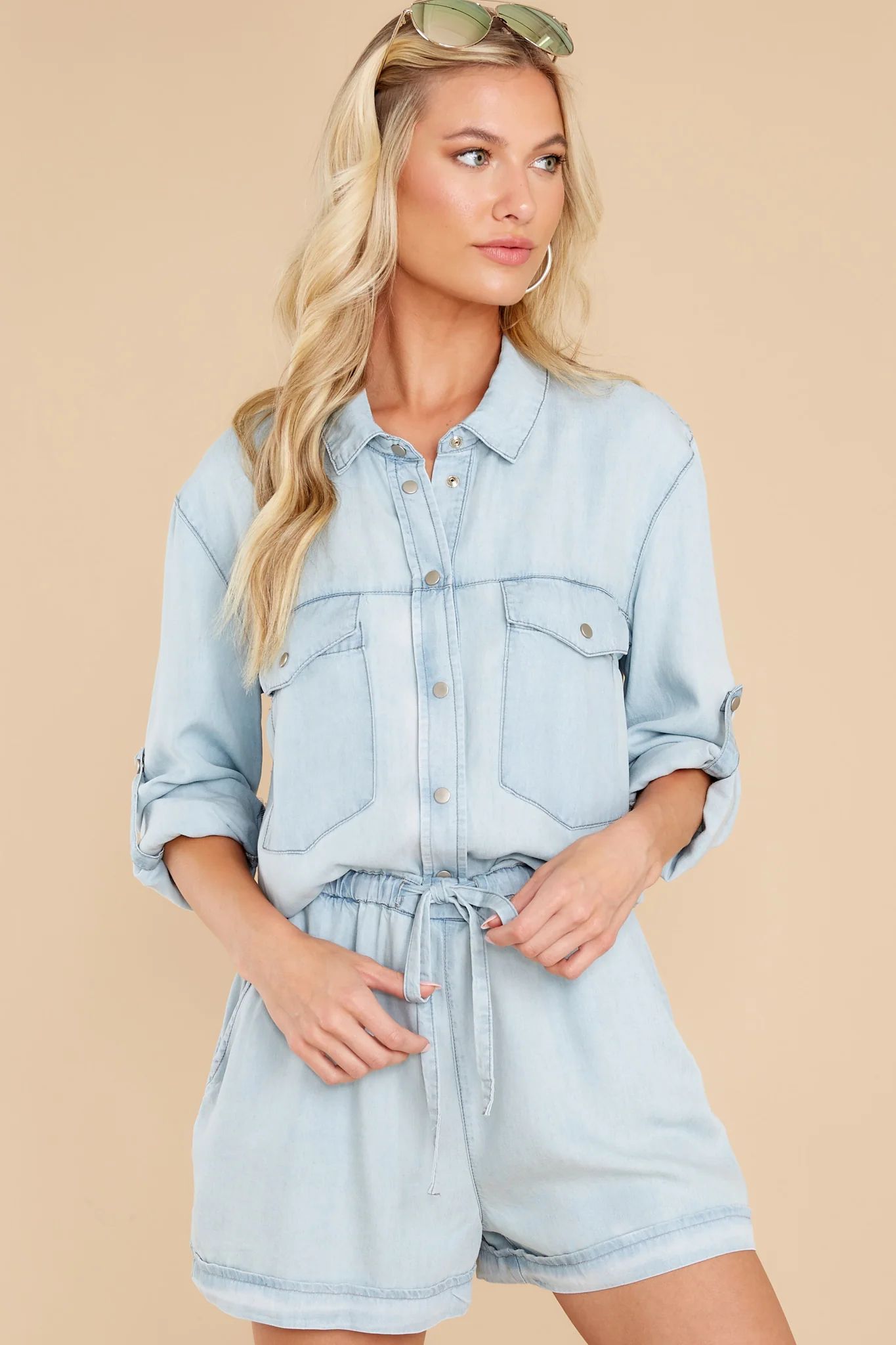 The One I Want Light Chambray Romper | Red Dress 