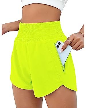 BMJL Women's Athletic Shorts High Waisted Running Shorts Pocket Sporty Shorts Gym Elastic Workout... | Amazon (US)