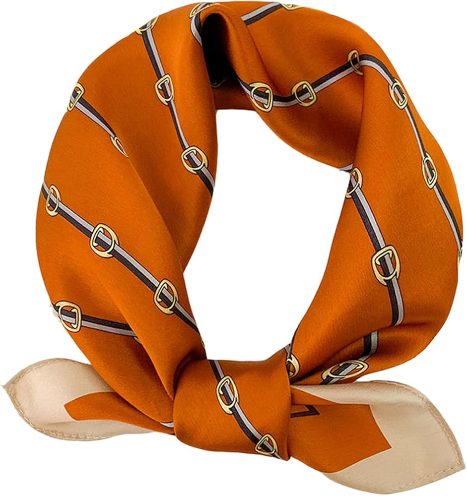 Aufeel 100% Real Mulberry Silk Women Small Square Neck Scarfs 21" Lightweight Headscarf Printed N... | Amazon (US)