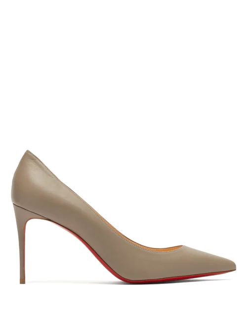 Christian Louboutin - Kate 85 Leather Pumps - Womens - Grey | Matches (US)