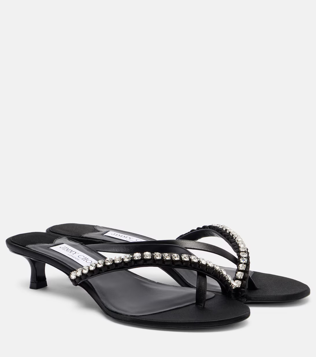 Dila 35 leather and satin thong sandals | Mytheresa (US/CA)