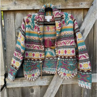 VTG Petite Sophisticate 90s Shetland wool Aztec 90s western cardigan Small  | eBay | eBay US