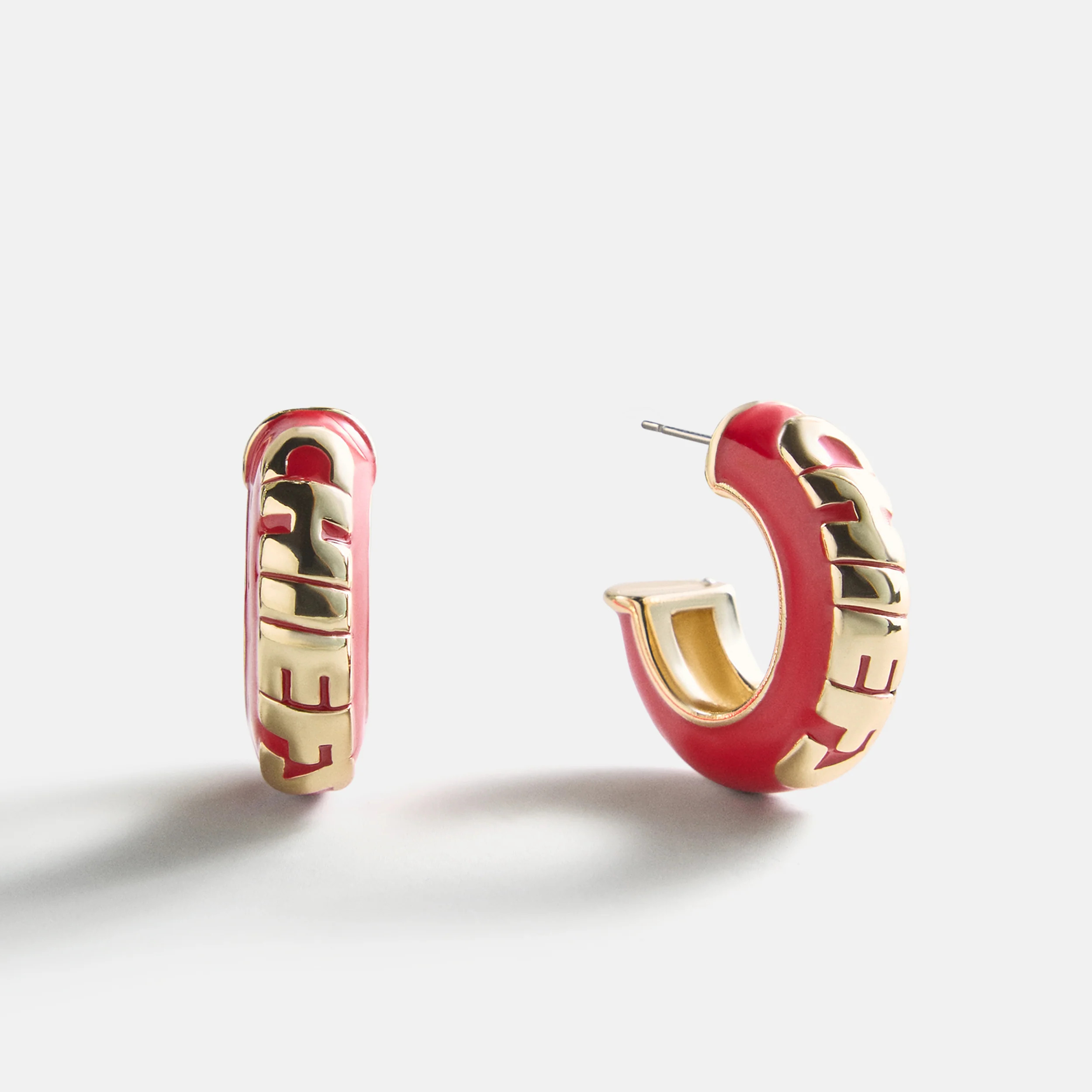 NFL Enamel Hoop Earrings - Kansas City Chiefs | BaubleBar