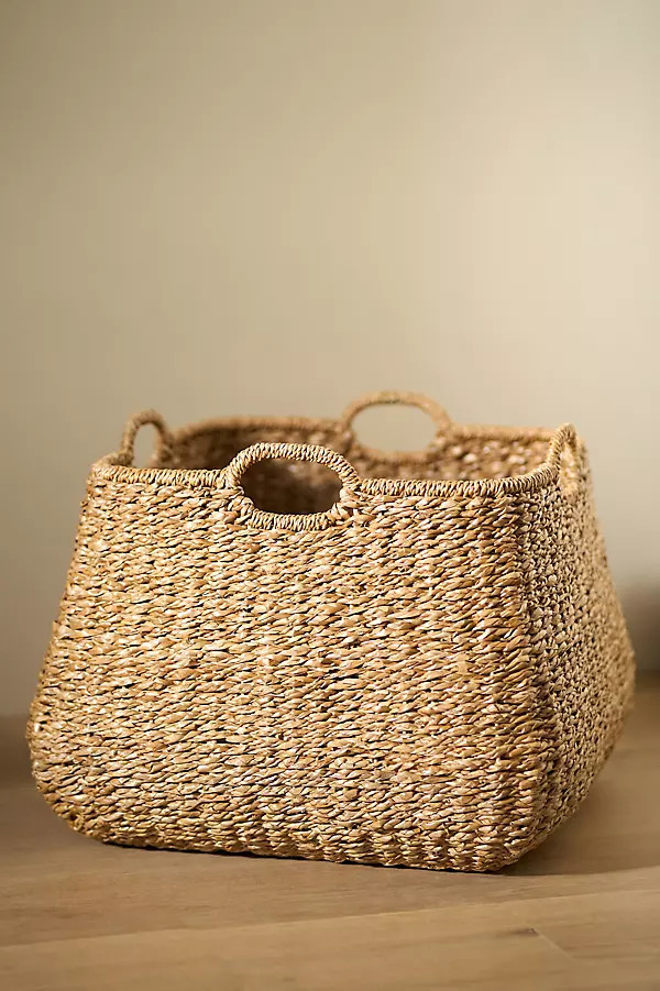 Braided Seagrass Four-Handled Basket | Anthropologie (US)