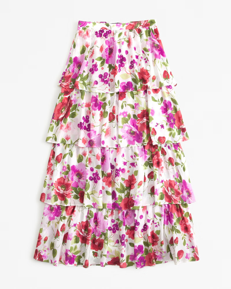 Drama Tiered Maxi Skirt | Abercrombie & Fitch (US)