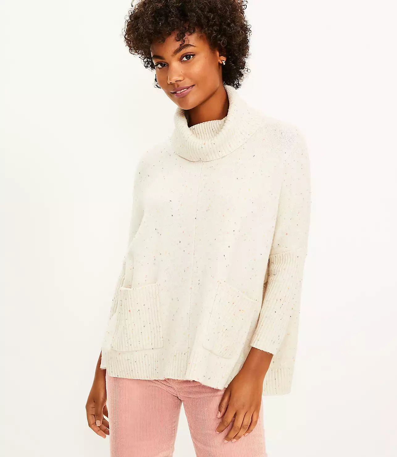 Flecked Pocket Poncho Sweater | LOFT