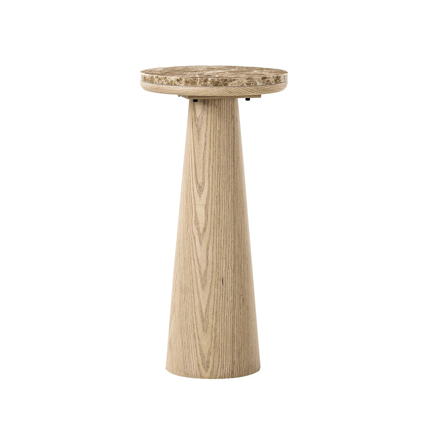 Oxner 24"Tall Modern Round End Table with Genuine Marble Top and Oak Veneer | Wayfair North America