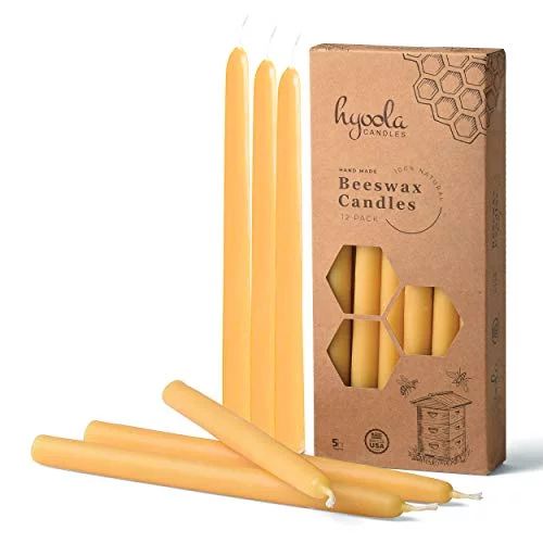 Hyoola, 9 Inch x 5/8 Handmade All Natural Beeswax Taper Candles - Yellow Unscented (12 Pack) - Wa... | Walmart (US)
