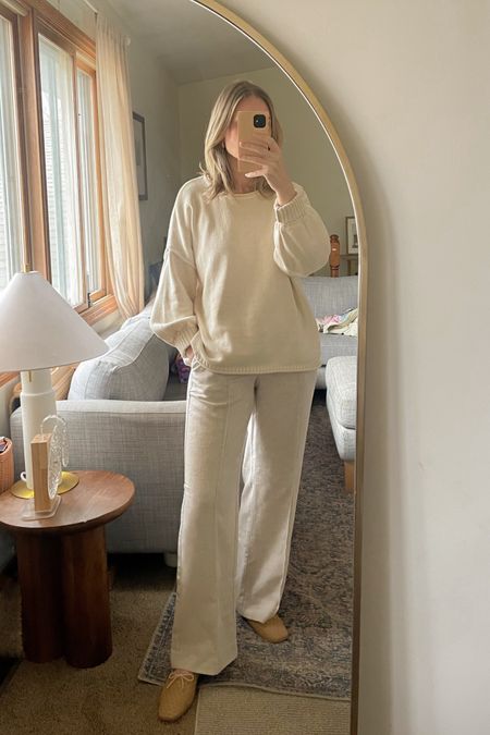 Today warmed up a bit so I was in full spring mode with my all cream outfit and new flats from Freda Salvador. These pants are from Banana Republic and they are SO SO good. I cannot recommend them enough - super cozy and feel like pajamas but they look so put together. Work outfit idea | casual date night outfit idea | vacation outfit idea

#LTKSeasonal