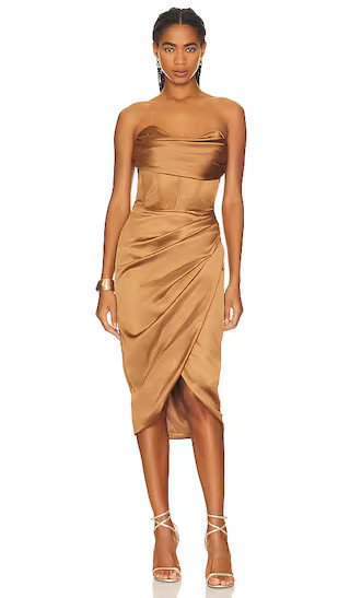 Bardot Jamila Corset Dress in Brown. - size 4 | Revolve Clothing (Global)
