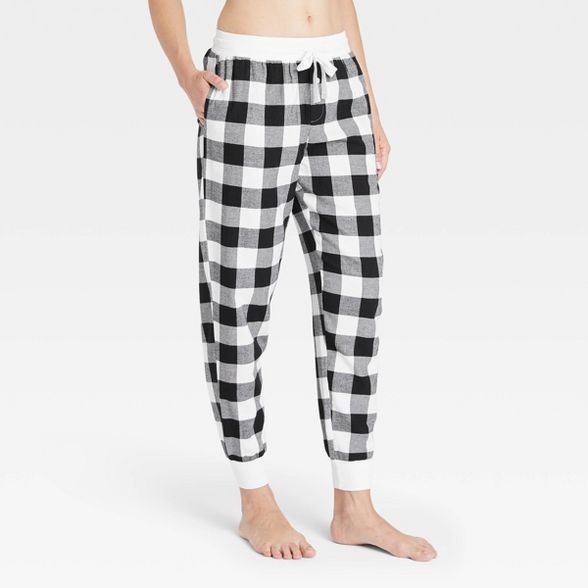 Women&#39;s Perfectly Cozy Flannel Plaid Jogger Pajama Pants - Stars Above&#8482; Cream S | Target