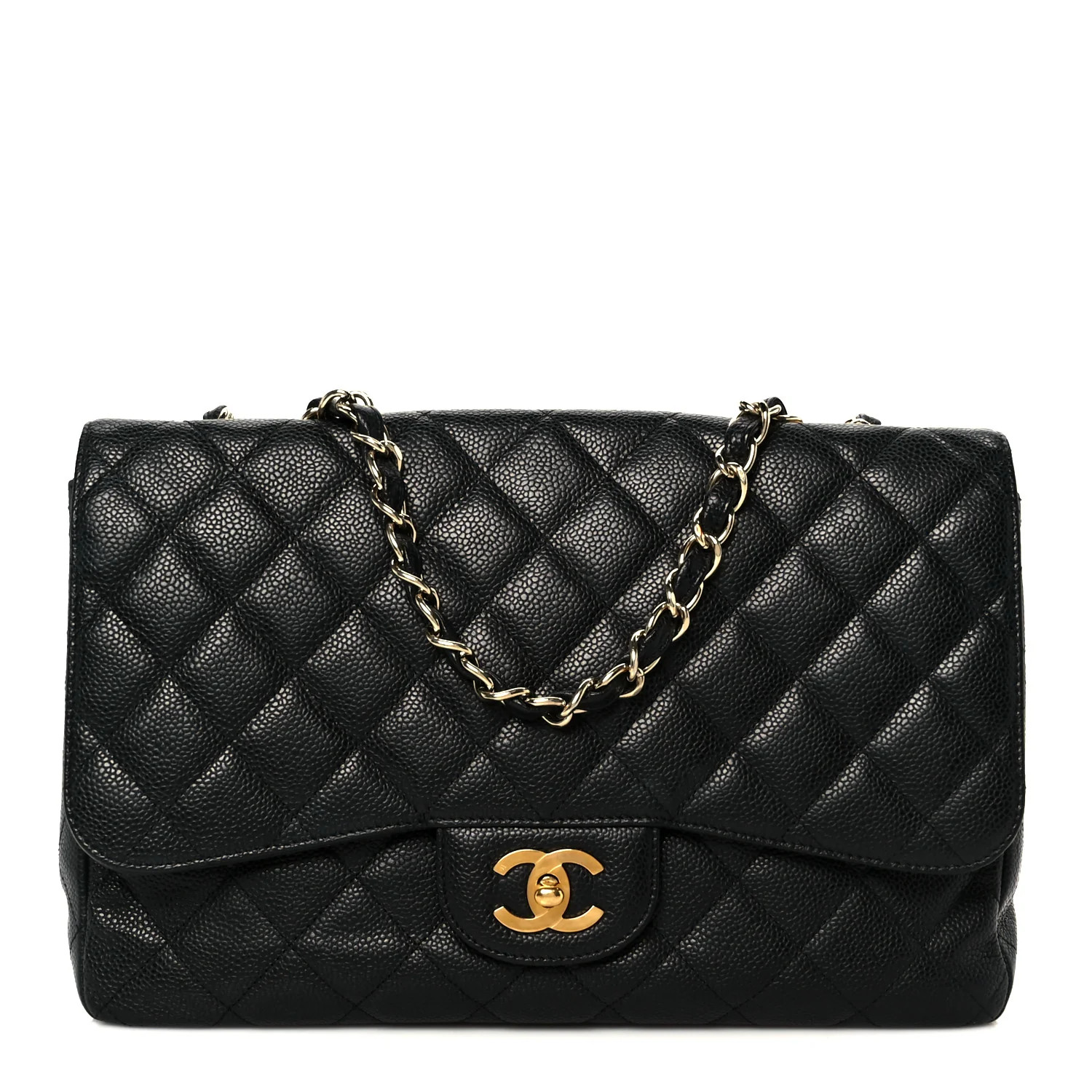 Caviar Quilted Jumbo Single Flap Black | FASHIONPHILE (US)