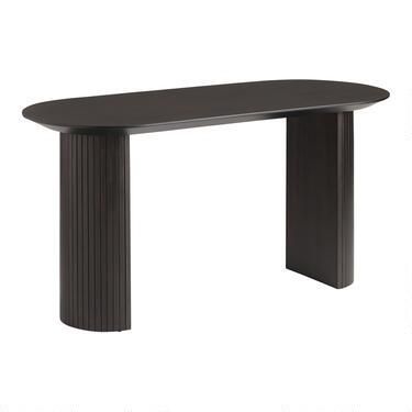 Smoke Black Wood Fluted Column Shanice Desk | World Market