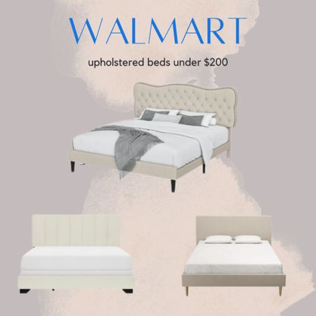 Upholstered beds under $200 @walmart #walmarthome #walmartfinds #walmarrtdeals 

#LTKsalealert #LTKstyletip #LTKhome