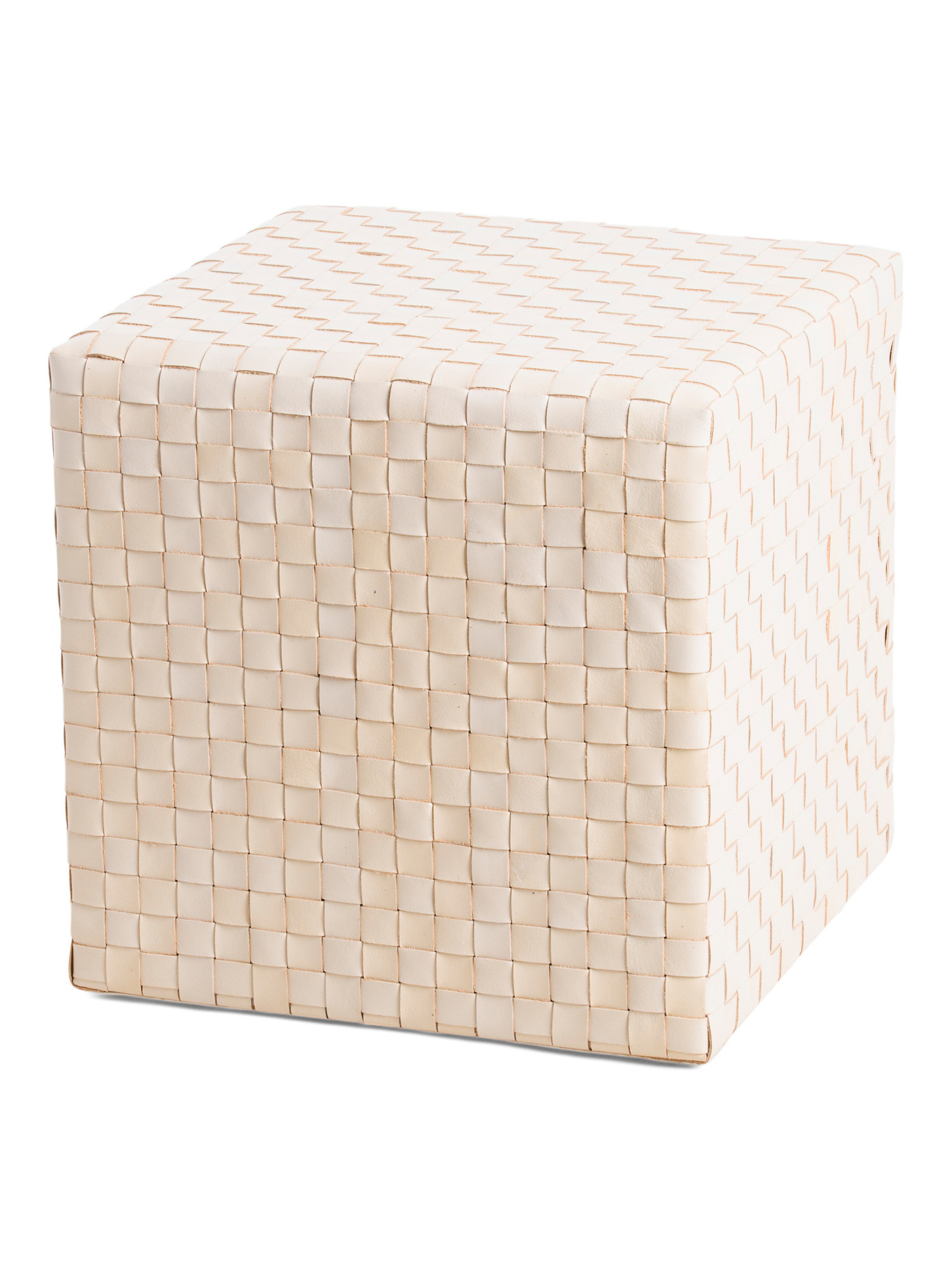 18x18 Genuine Leather Woven Pouf | The Global Decor Shop | Marshalls | Marshalls