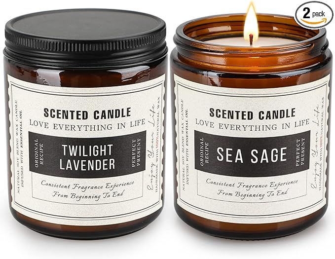 Sage Candles for Cleansing House and Lavender Candle, 14.4 OZ Soy Wax Scented Candles, 100 Hours ... | Amazon (US)