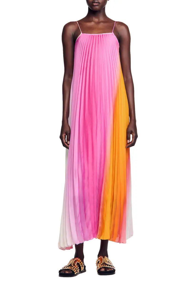 Sunny Colorblock Pleated Midi Dress | Nordstrom