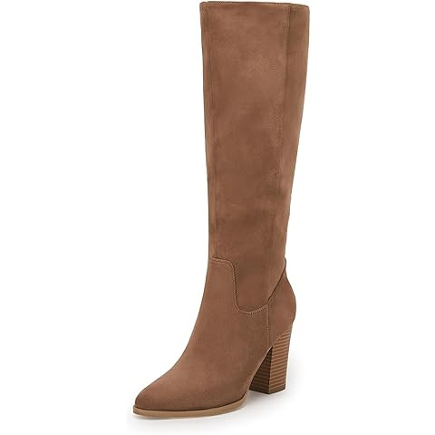 MeiLuSi Womens Knee High Boots Pointed Toe Suede Boots Chunky Heel Faux Slouchy Shoes Tall Fall 2... | Amazon (US)