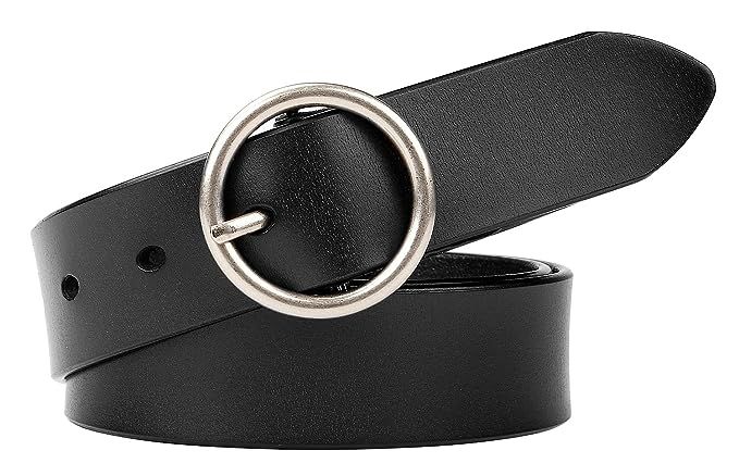 WERFORU Women Casual Dress Belt Fashion Leather Belt with Round Buckle Christmas Gift | Amazon (US)