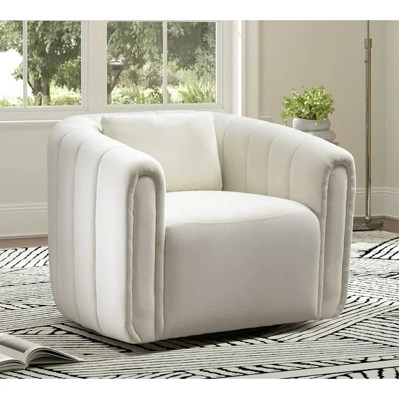 Bonzy Home Swivel Accent Chair, Modern Velvet Living Room Chair with Pillow, Barrel Chair for Bed... | Walmart (US)