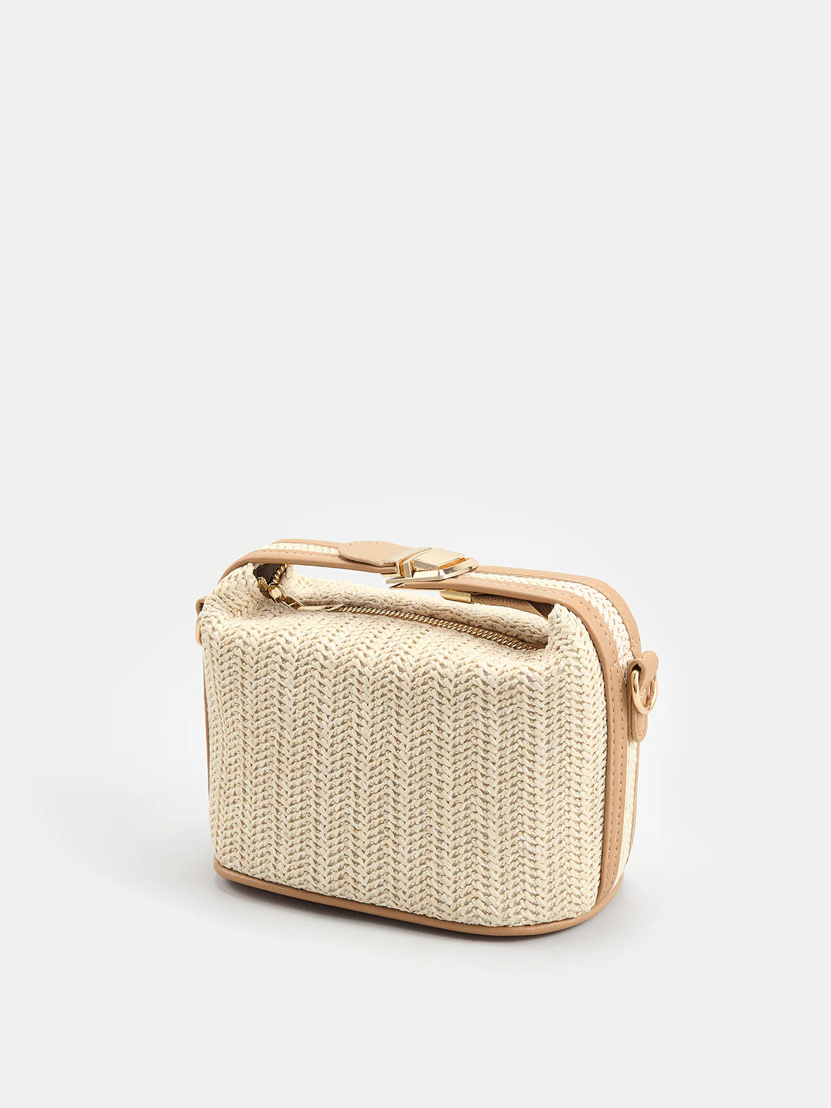 Woven Boxy Top Handle Crossbody Bag | Commense