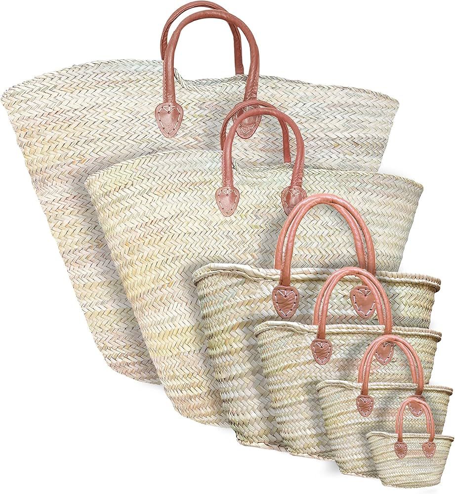 French Market Basket Bag | Handmade Moroccan Seagrass Baskets - Small (14x7) | Wicker Basket for ... | Amazon (US)