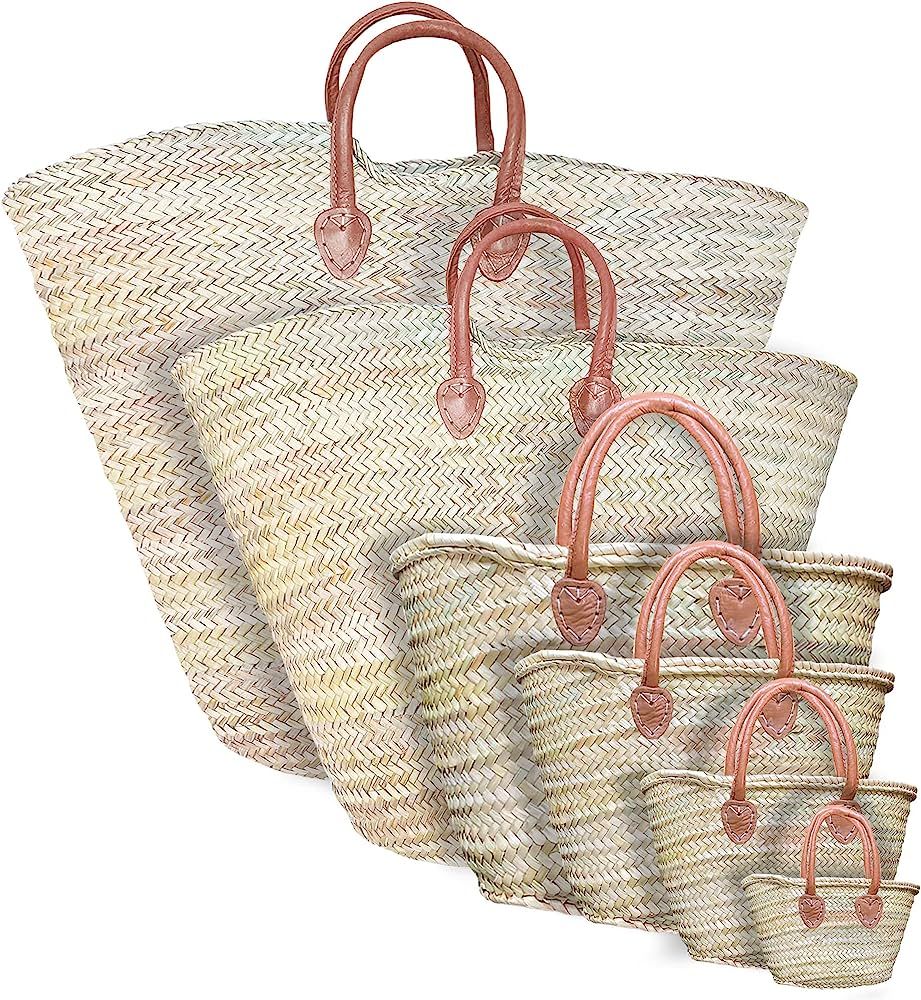 French Market Basket Bag | Handmade Moroccan Seagrass Baskets - Small (14x7) | Wicker Basket for ... | Amazon (US)