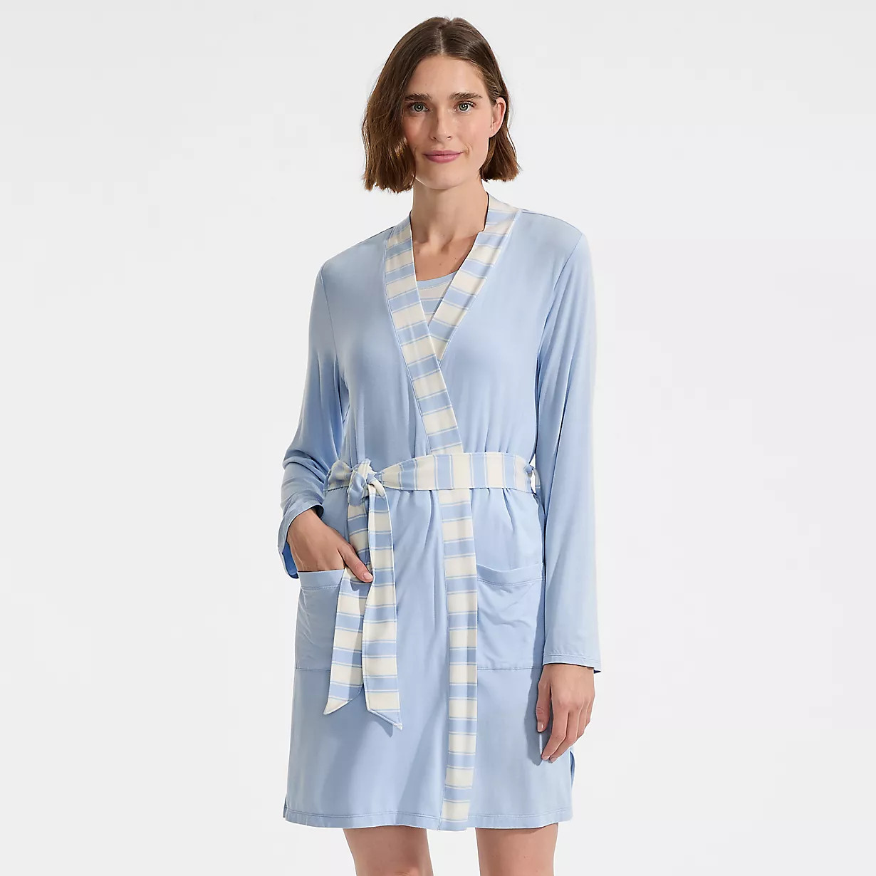 Women's Cooling 3 Piece Pajama Set - Robe Tank and Shorts | Lands' End (US)