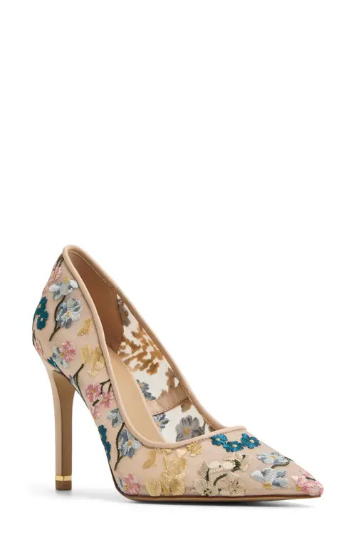 Ted Baker London Cara Icon Pointed Toe Pump in Beige Floral at Nordstrom, Size 6.5 M | Nordstrom