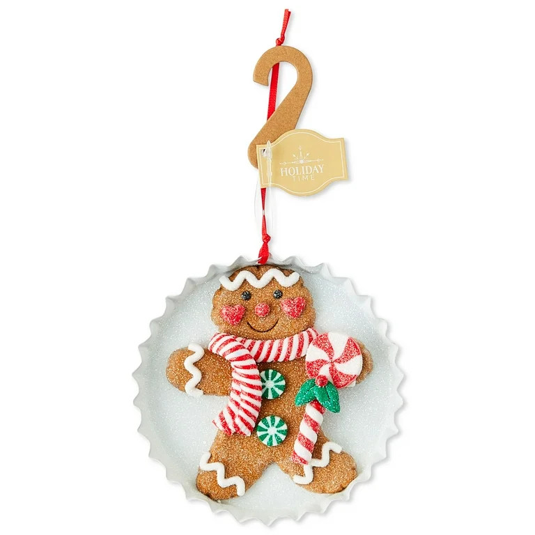 Adorno Navideño con Disco Gingerbread Man de Masa de Arcilla Marrón, 4", de Holiday Time | Walmart (US)