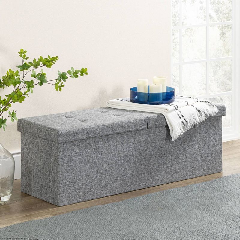 45" Folding Toy Box Chest with Smart Lift Top Upholstered Tufted Storage Ottoman - Mellow | Target