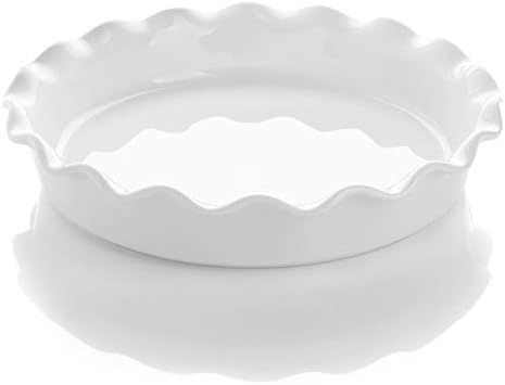 Sweese 518.101 Porcelain Pie Pan, Round Pie Plate Baking Dish with Ruffled Edge, 10.5 Inches, Whi... | Amazon (US)