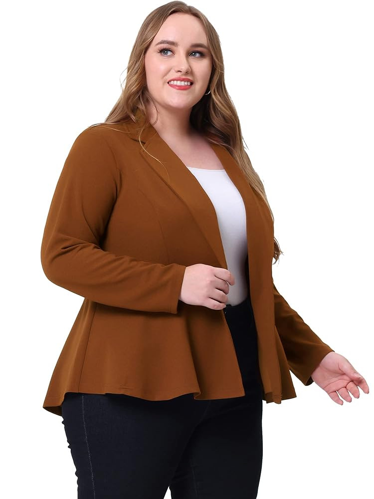 Agnes Orinda Women's Plus Size Blazer Notch Panel Work Business Casual Outfits Dressy Suit Jacket... | Amazon (US)