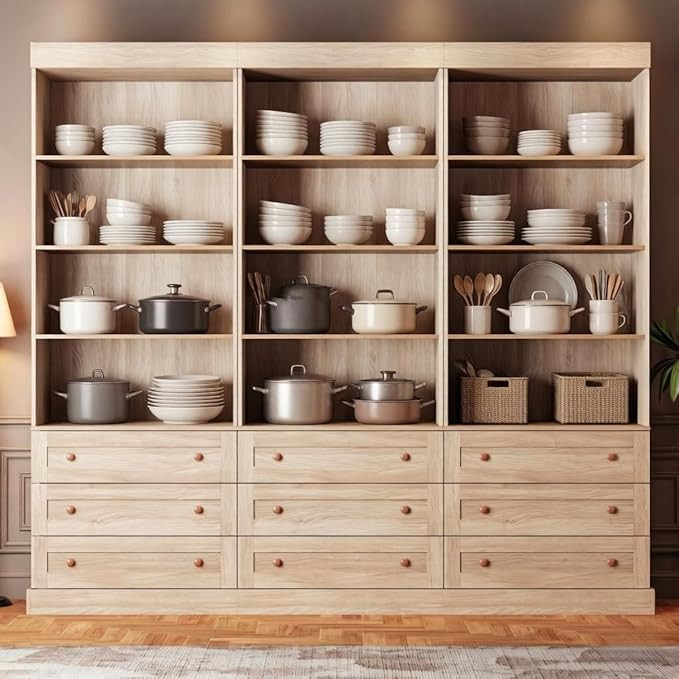 ivaniti 71" Tall Farmhouse Kitchen Pantry, Large Storage Cabinet with Adjustable Shelves, 3 Drawe... | Amazon (US)
