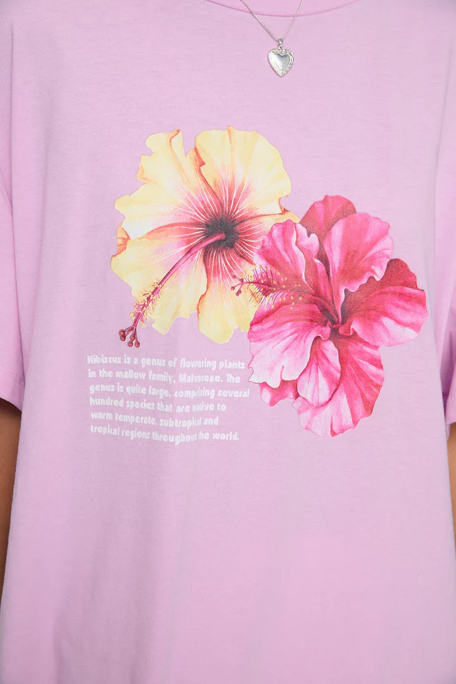 Hibiscus Haven Oversized Tee Pink | Princess Polly US