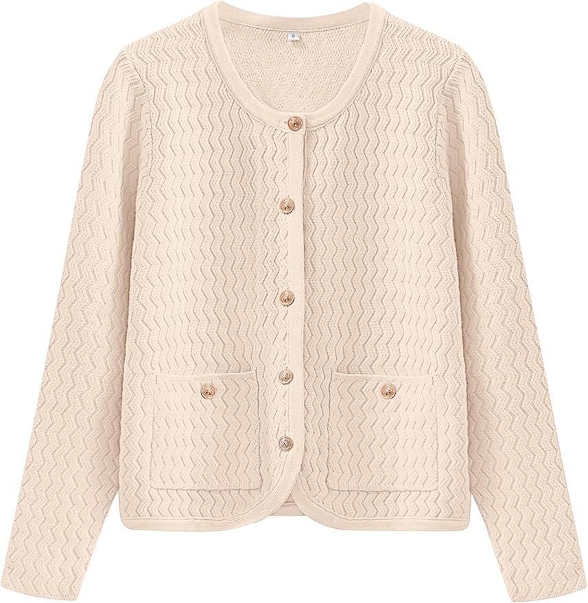 Caracilia Women's Cropped Cardigan Sweaters Open Front Button Down Knit Lady Jackets Outerwear wi... | Amazon (US)