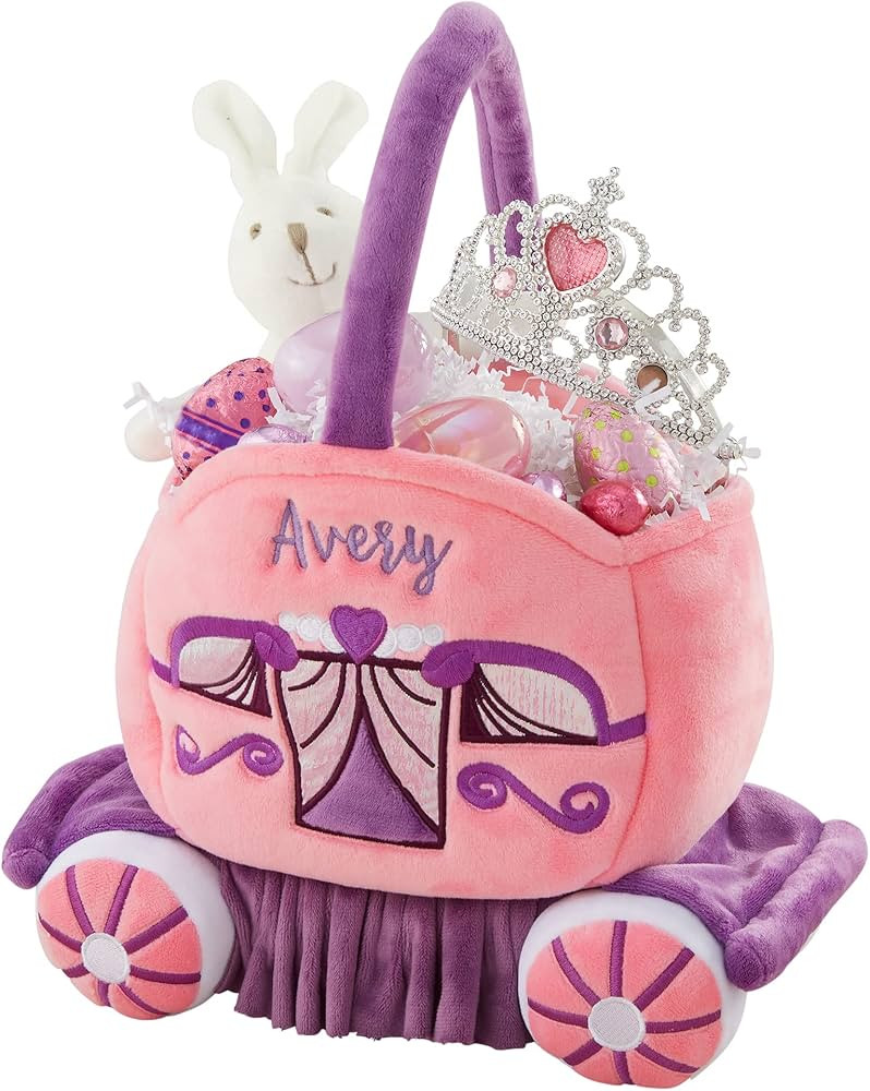 Personalization Universe Princess Carriage Embroidered Plush Easter Basket, Personalized Baby Bas... | Amazon (US)