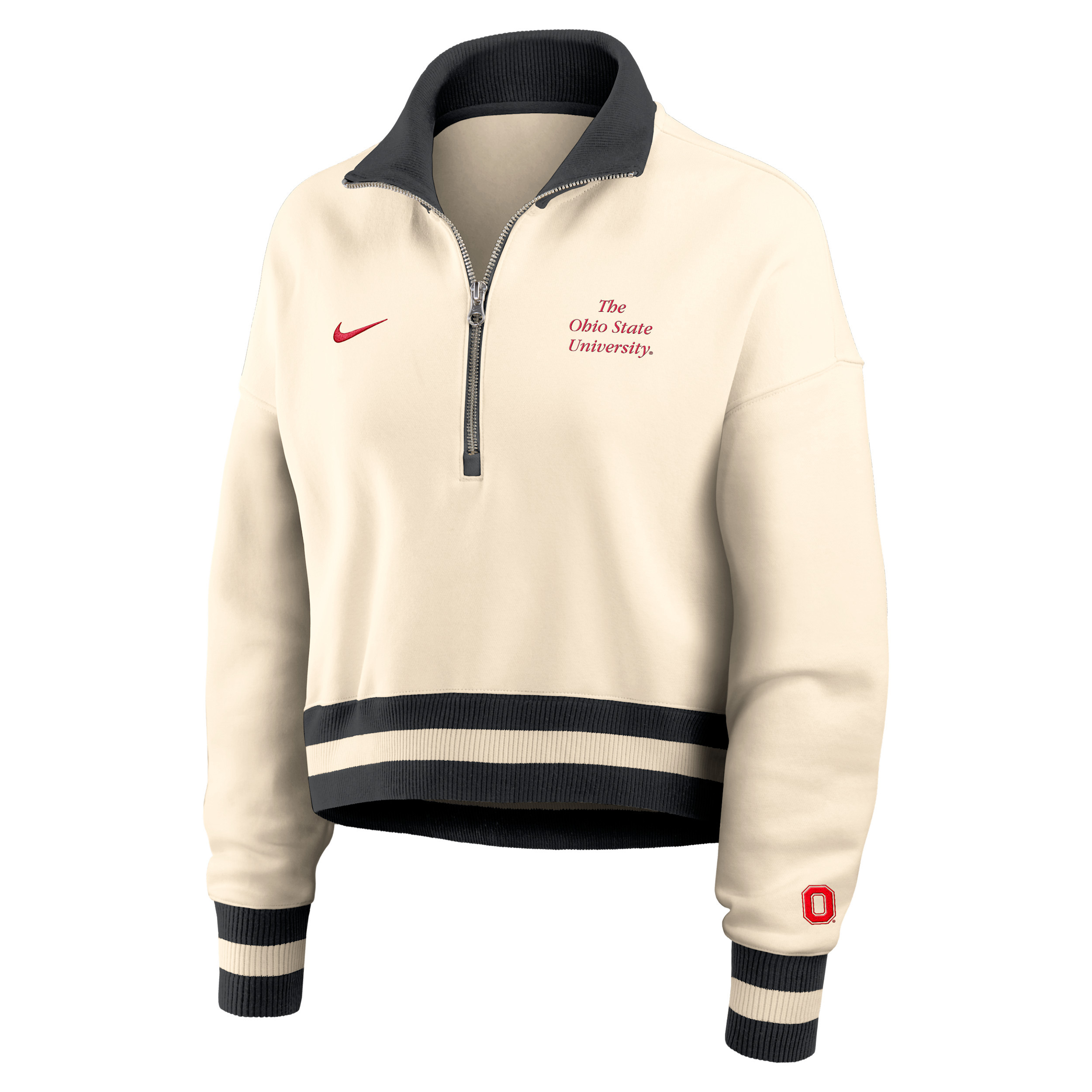 Ohio State Legacy Nike Women's College Cropped 1/4-Zip Crew in Brown | 03O8014MOH-FFD | Nike (US)