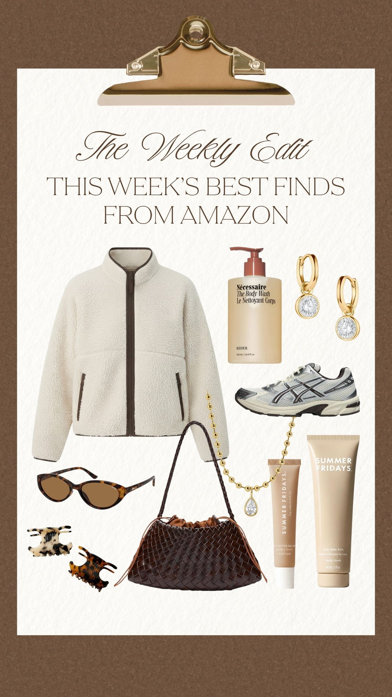 This week’s Amazon edit is all about cozy layers, rich chocolate tones & everyday luxuries. 🤎

#amazonfinds #fallstyle #elevatedeveryday #neutralstyle #fleece jacket #wovenbag #goldjewelry #beautyfavorites #fallessentials 

 #LTKootd #LTKSeasonal #LTKBeauty