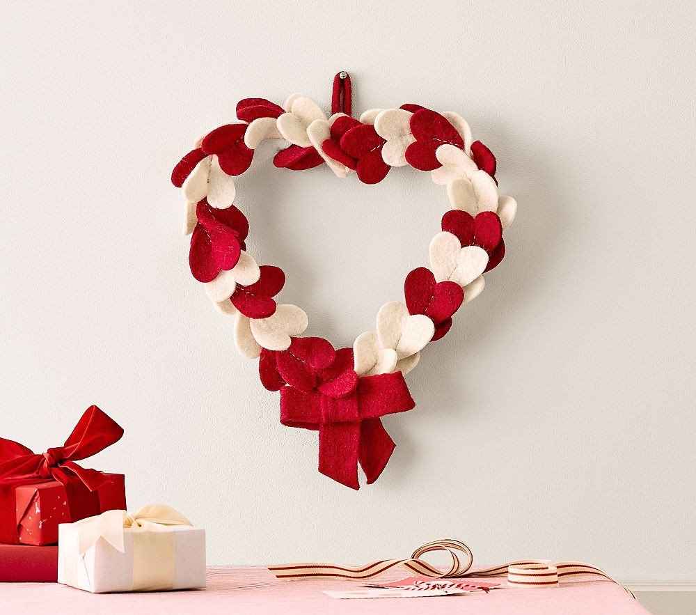 Felt Valentine's Hearts Wreath | Pottery Barn Kids