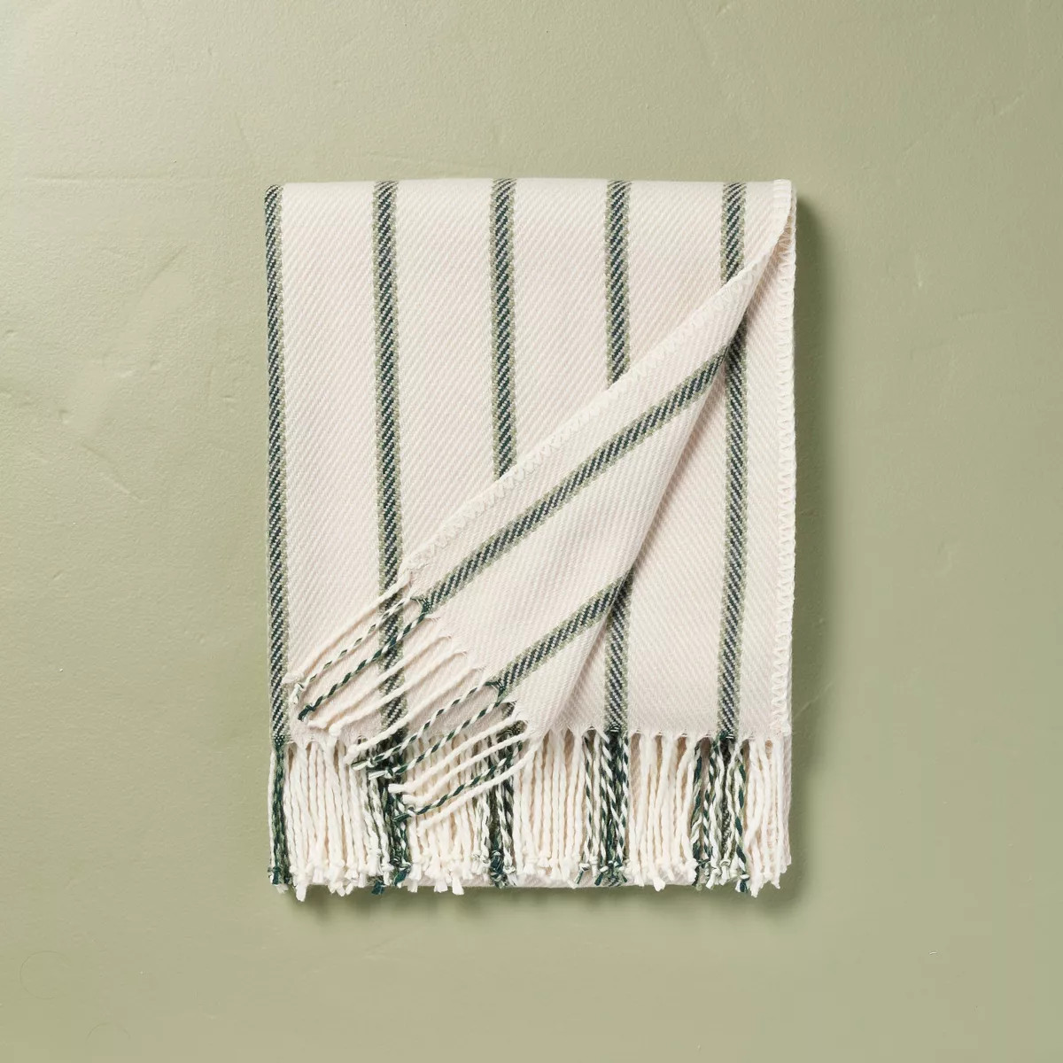 Stripe Woven Throw Blanket Cream/Green - Hearth & Hand™ with Magnolia | Target