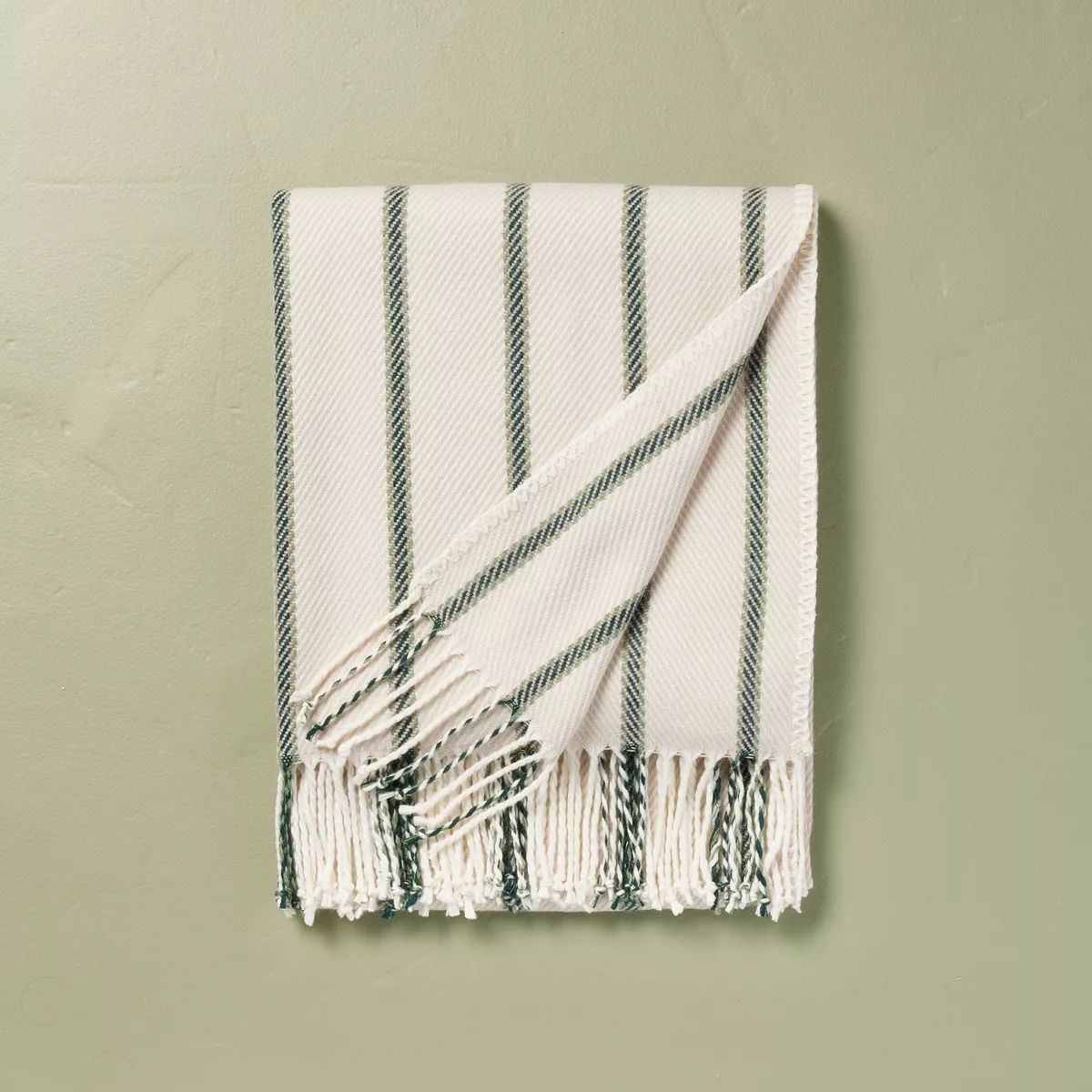 Stripe Woven Throw Blanket Cream/Green - Hearth & Hand™ with Magnolia | Target