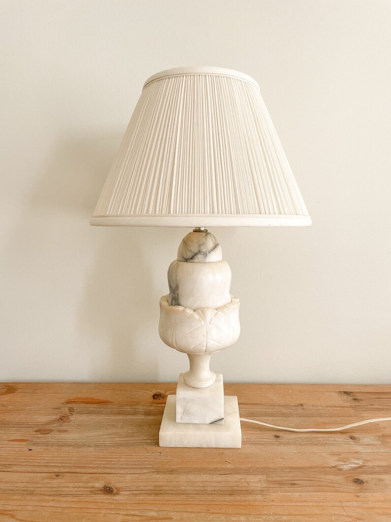 Vintage alabaster table lamp. Shade not included. | Etsy (US)