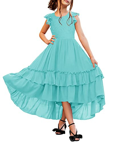 HOSIKA Little Girls Boho Dress Lace Ruffle Swing Party Communion Dresses | Amazon (US)