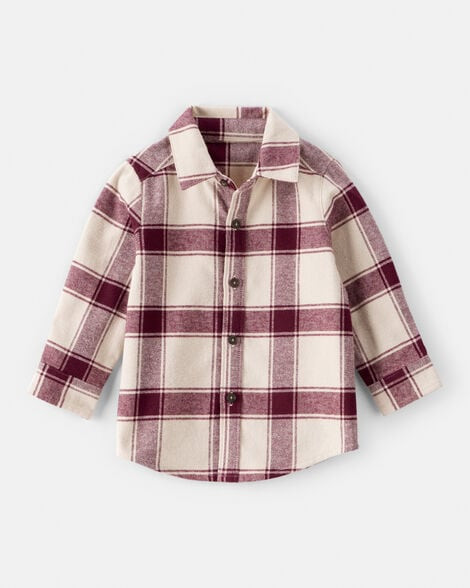 Baby Boy Plaid Button-Down Shirt - Maroon/Cream | Carter's Inc