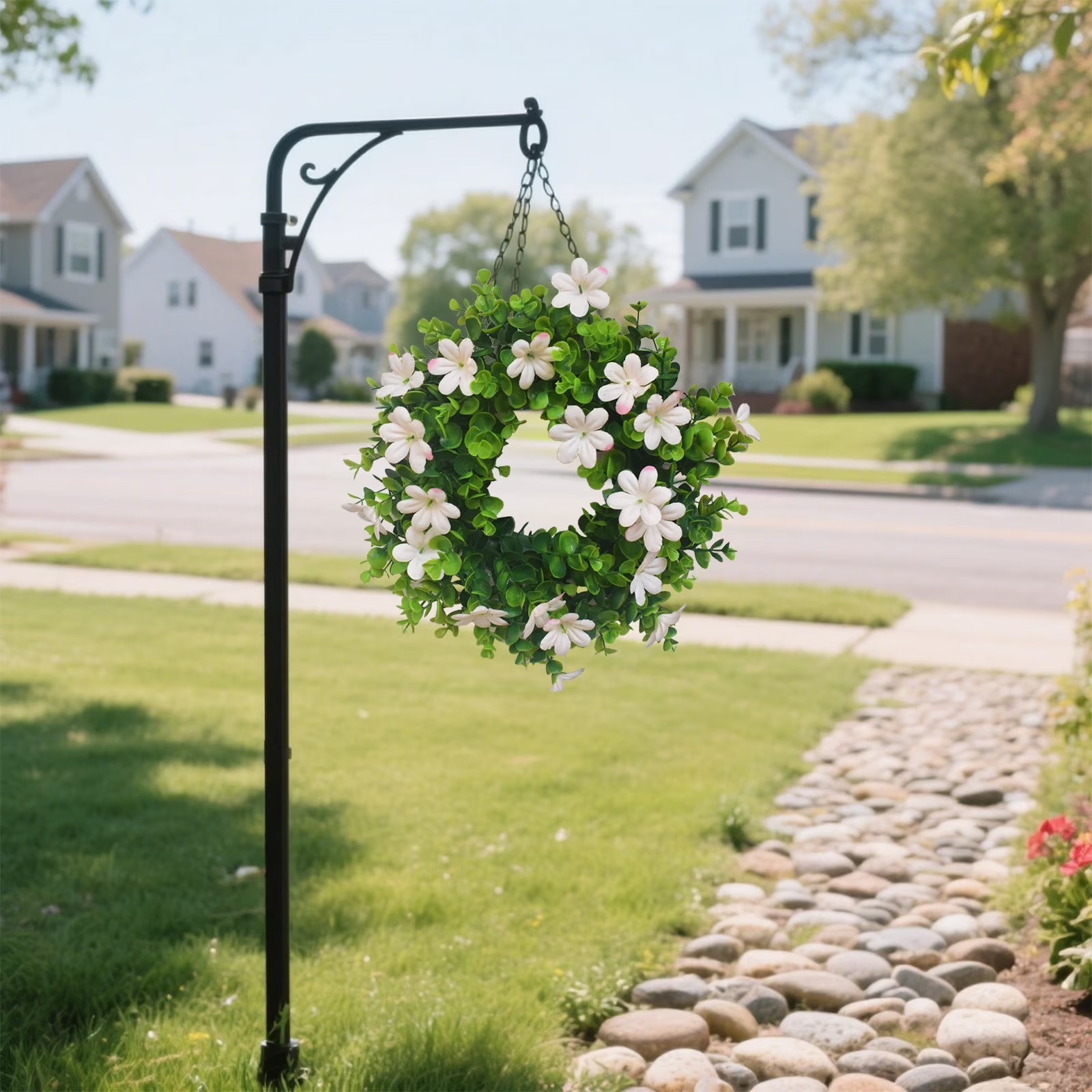 If you love a more neutral porch look, this wreath is perfect 🙌
Eucalyptus greenery with delicate florals makes your front door feel fresh and welcoming without being too bold.
Classic spring style. 

 #LTKHome