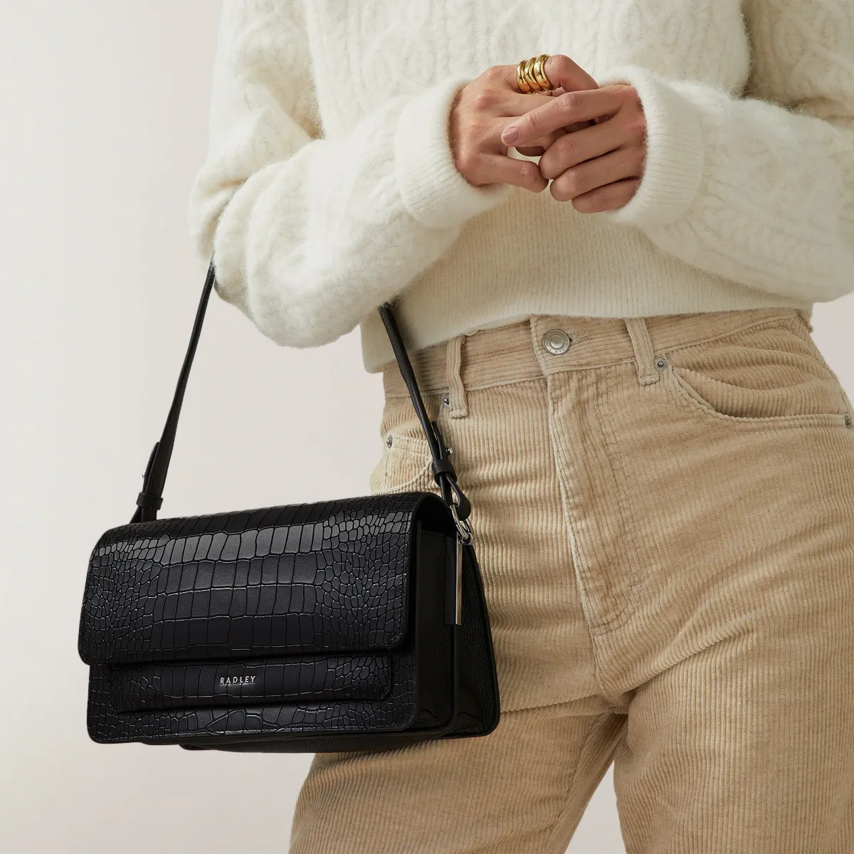 Medium Black Flapover Shoulder Bag | Leather Lane AW24 | Radley | Radley London US