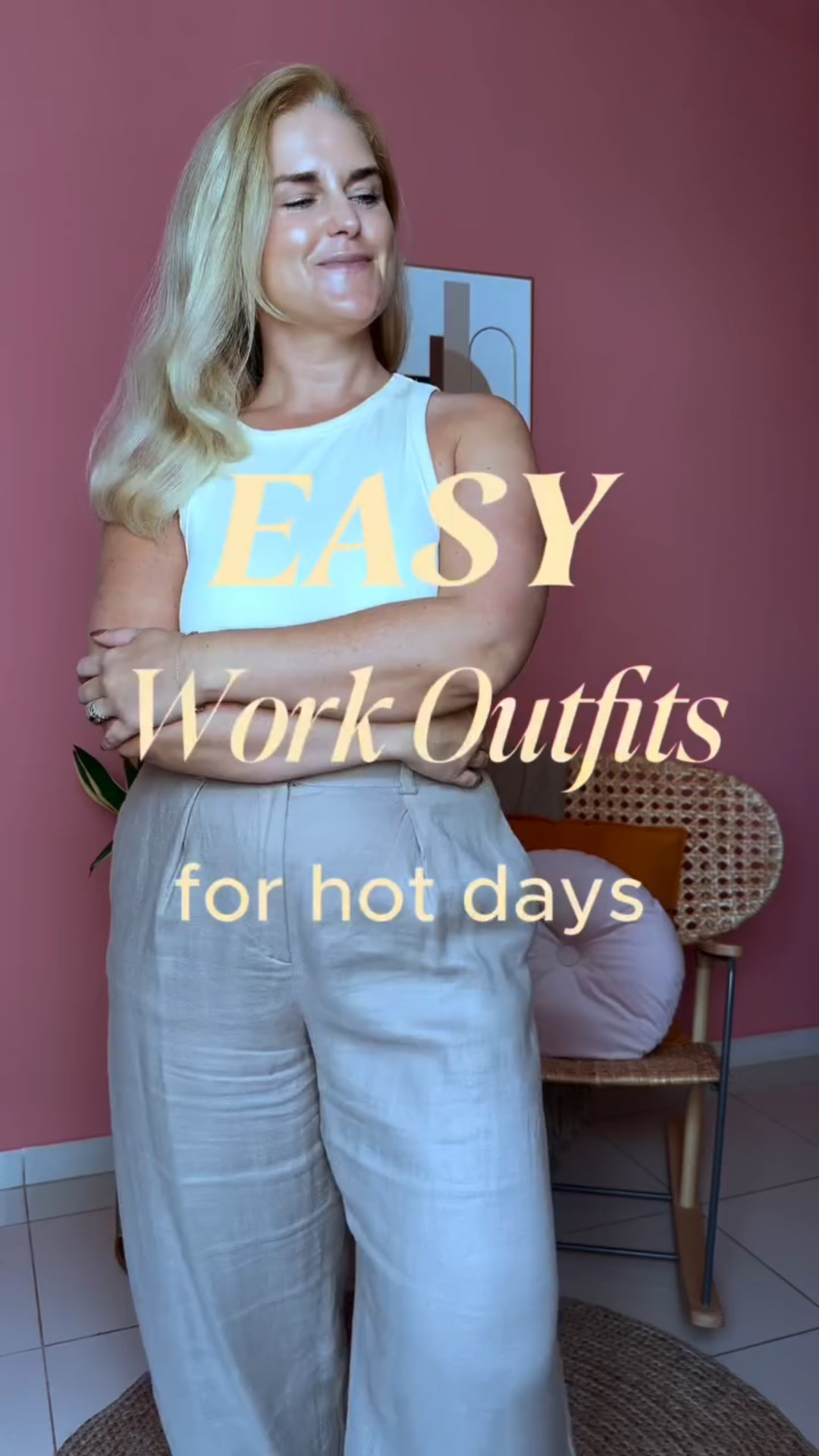 Linen trousers + tank for breathability, a waistcoat for structure, fisherman shoes instead of sandals, and a blazer on standby for meetings.

You can shop similar looks at @shopmy 
- https://shopmy.us/noeliastylist

#workwearlooks #styletips #stylingtricks #howtostyle #reallifestyle #outfitpanic #stylehacks #over30sfashion #outfitideas #easyoutfitideas #discoveringyourstyle #shopyourwardrobe #nothingtowear #hotweatherlooks #officewear