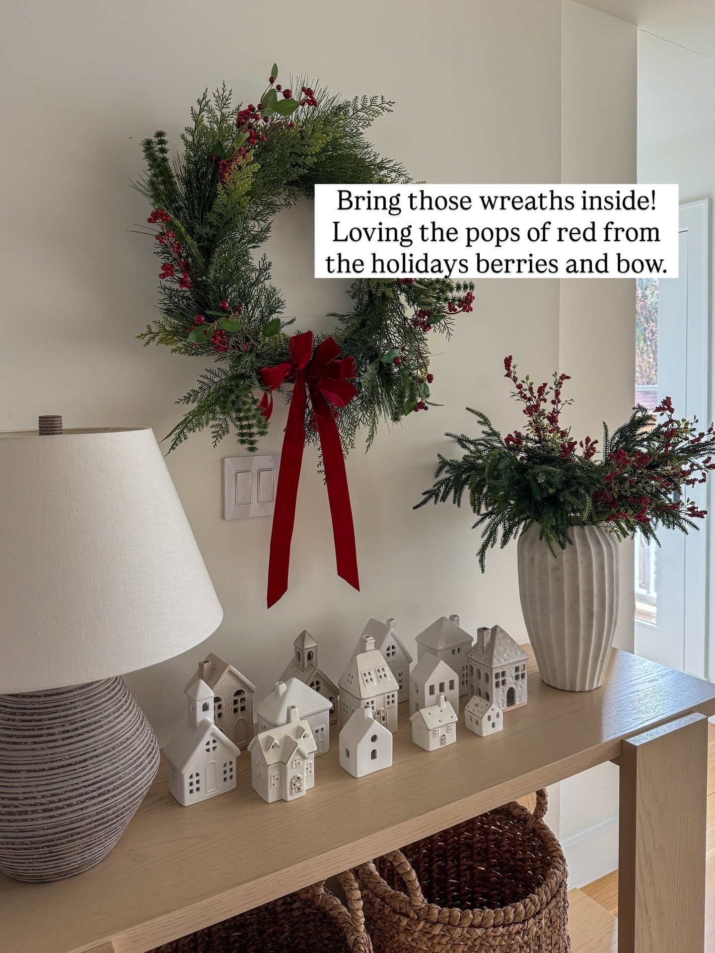 Console table styling ideas! Loving these classic red and green Christmas finds and Christmas village houses 

#LTKHome #LTKSaleAlert #LTKHoliday